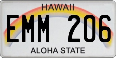 HI license plate EMM206