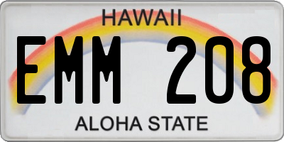 HI license plate EMM208
