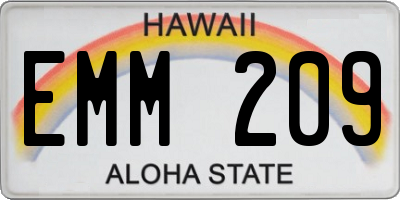 HI license plate EMM209
