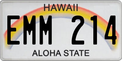 HI license plate EMM214