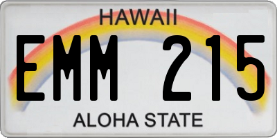 HI license plate EMM215