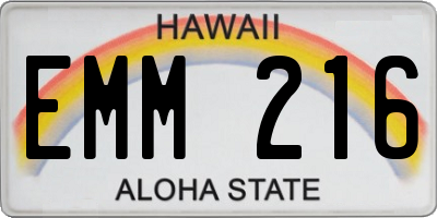 HI license plate EMM216