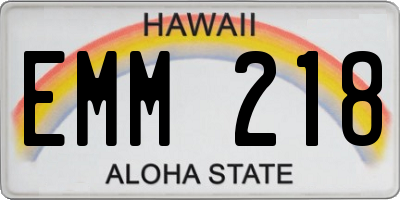 HI license plate EMM218