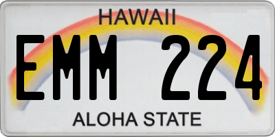 HI license plate EMM224