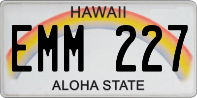 HI license plate EMM227