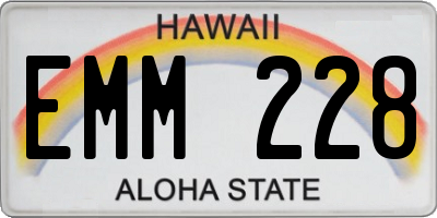 HI license plate EMM228
