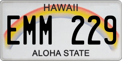 HI license plate EMM229