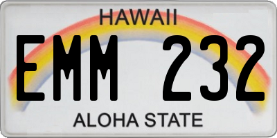 HI license plate EMM232