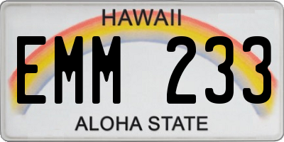 HI license plate EMM233