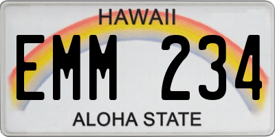 HI license plate EMM234