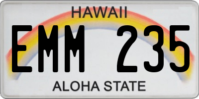HI license plate EMM235