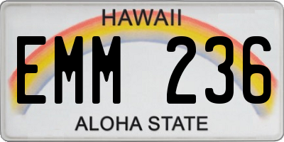 HI license plate EMM236