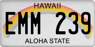 HI license plate EMM239