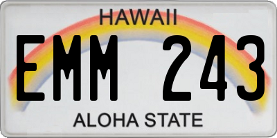 HI license plate EMM243