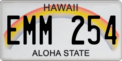 HI license plate EMM254