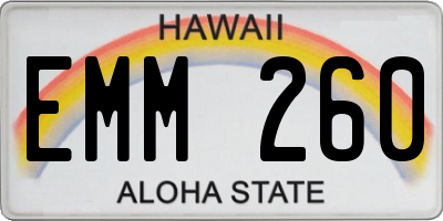 HI license plate EMM260