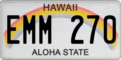 HI license plate EMM270
