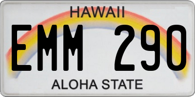 HI license plate EMM290