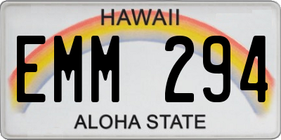 HI license plate EMM294