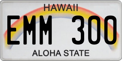 HI license plate EMM300