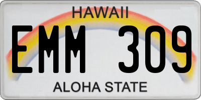 HI license plate EMM309
