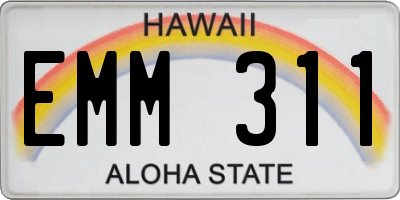HI license plate EMM311