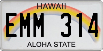 HI license plate EMM314