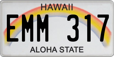HI license plate EMM317