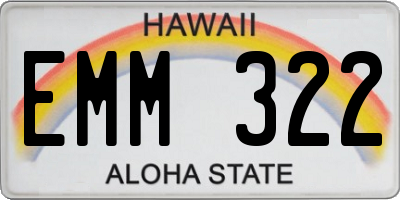 HI license plate EMM322
