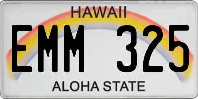 HI license plate EMM325