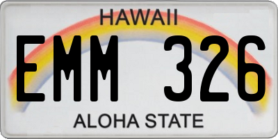 HI license plate EMM326