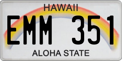 HI license plate EMM351