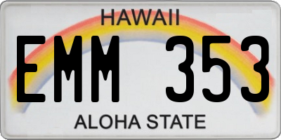 HI license plate EMM353