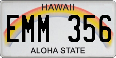 HI license plate EMM356