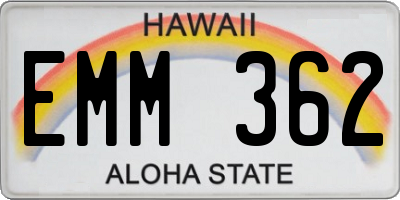 HI license plate EMM362
