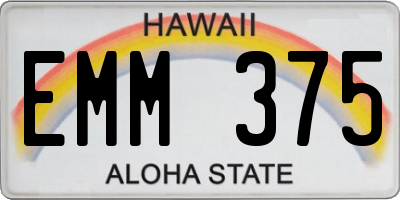 HI license plate EMM375