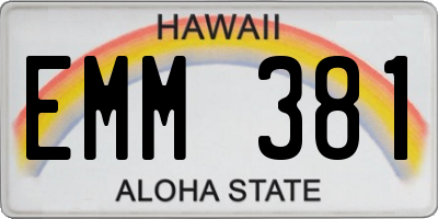 HI license plate EMM381