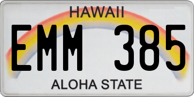 HI license plate EMM385