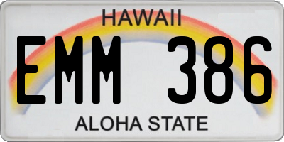 HI license plate EMM386