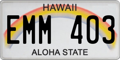 HI license plate EMM403