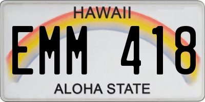 HI license plate EMM418
