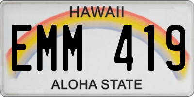 HI license plate EMM419
