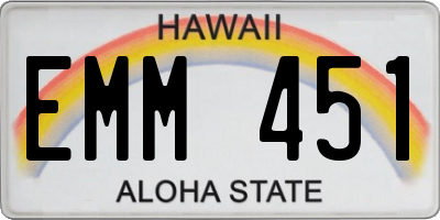 HI license plate EMM451