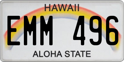 HI license plate EMM496