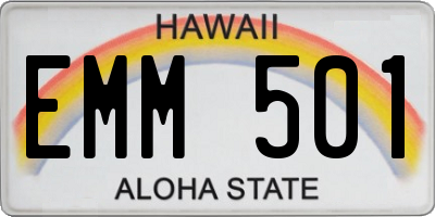 HI license plate EMM501