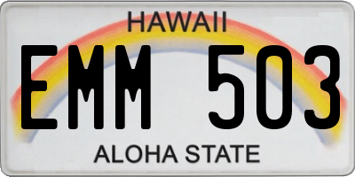 HI license plate EMM503