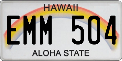 HI license plate EMM504