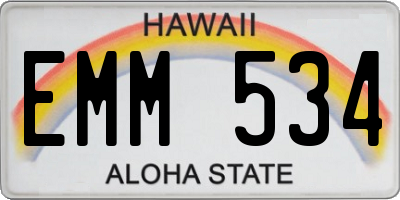 HI license plate EMM534
