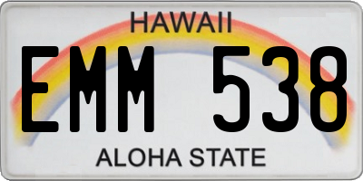 HI license plate EMM538
