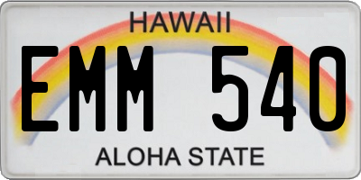 HI license plate EMM540